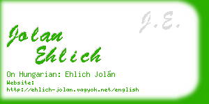jolan ehlich business card